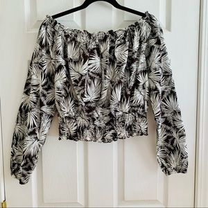 Michael Kors 100% Cotton Off-The-Shoulder Crop Top